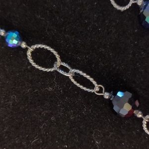 Blue & Silver Faceted Changing Ball Women's Necklace